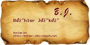 Böhler Jákó névjegykártya